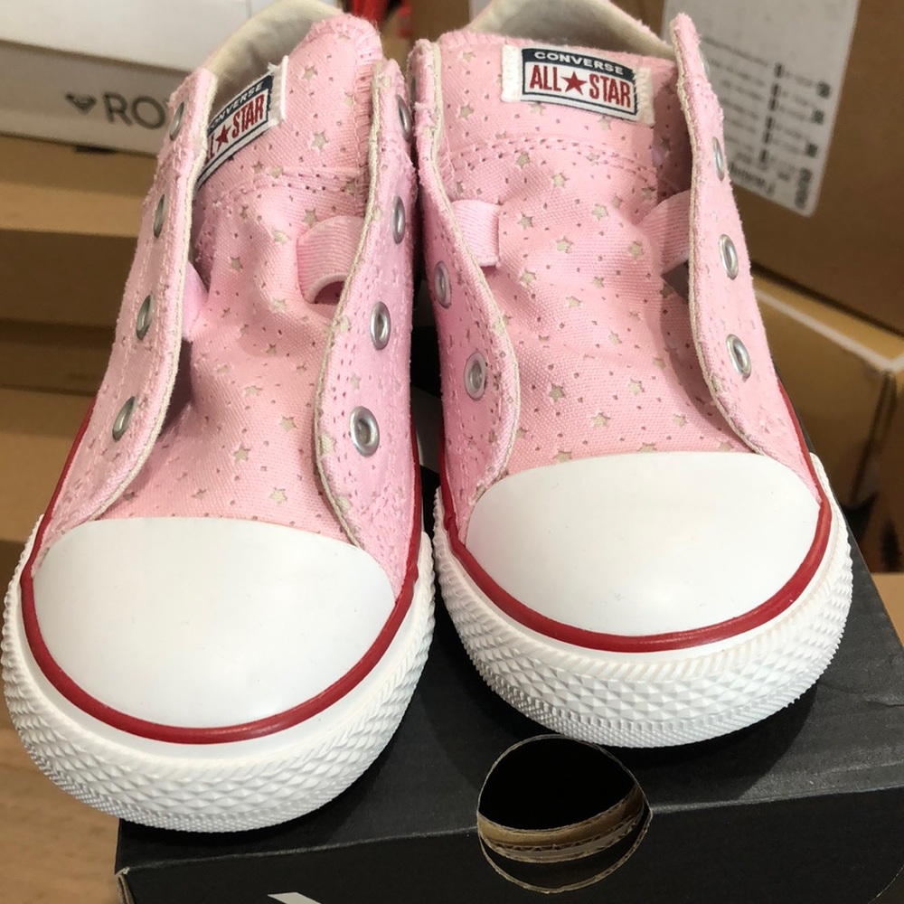 Converse pink slide on sneakers